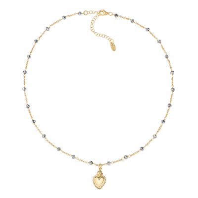 Amen CLSCGGG Women's Gold Plated Sacred Heart Necklace w/ Grey Crystals