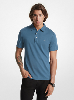 Michael Kors CS15073C93 Men's Knit Polo - Collar & MK logo/ BLUE Michael Kors CS15073C93 Men's Knit Polo - Collar & MK logo/ BLUE