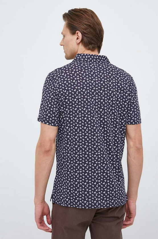 Michael Kors CS351HC8UP Men' Field Printed Short Sleeve Polo in NAVY BLUE