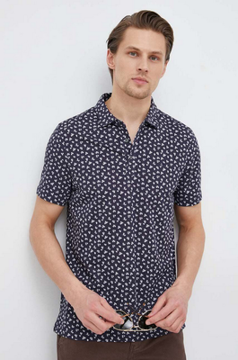 Michael Kors CS351HC8UP Men' Field Printed Short Sleeve Polo in NAVY BLUE
