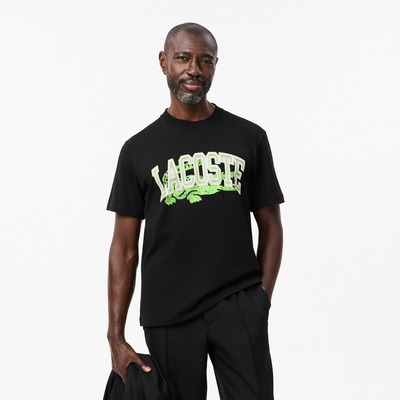 Lacoste TH4149-52 Men’s T-Shirt /BLACK w/ GREEN LOGO