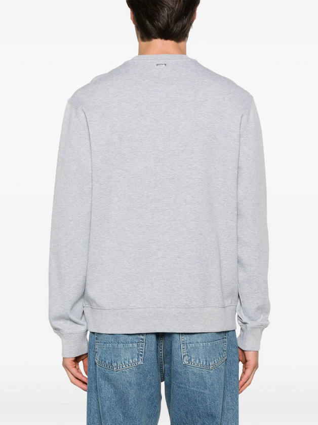 Michael Kors CF4528J5MF Men's Long Sleeve CN Embossed Logo Pullover Sweater – Heather Grey