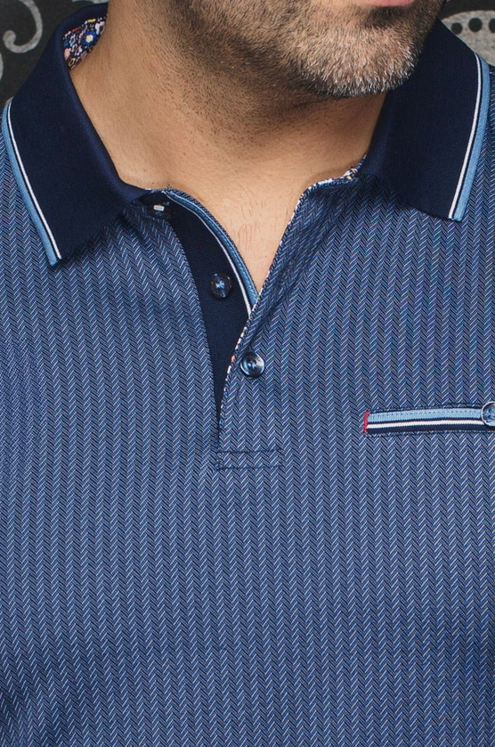 Au Noir MAYBERRY Men’s Printed Polo – Blue