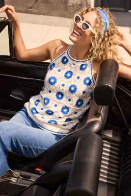 Tribal 5545O-576 Women's Crochet Halter Sweater Tank