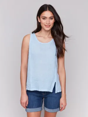 Charlie B C4543R Women’s Solid Sleeveless Linen Top/