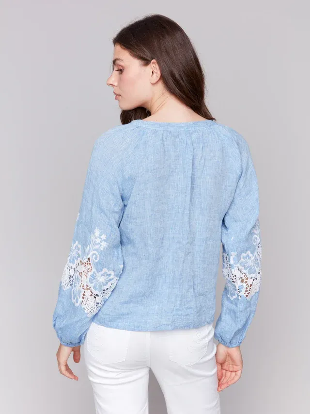 Charlie B C4600E-240C Embroidered Long Sleeve Blouse