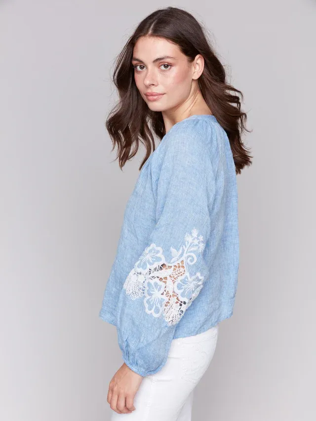 Charlie B C4600E-240C Embroidered Long Sleeve Blouse