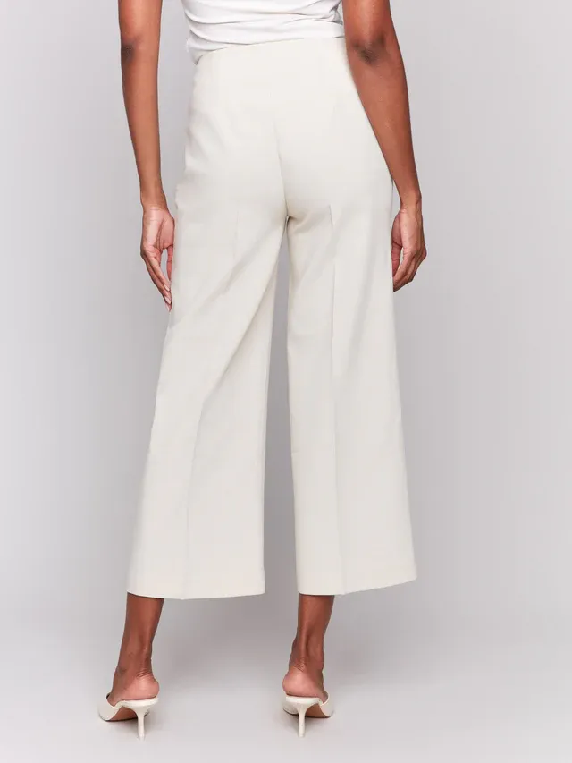 Charlie B C5494RR-838B Cropped Flare Trouser Pants – Beige