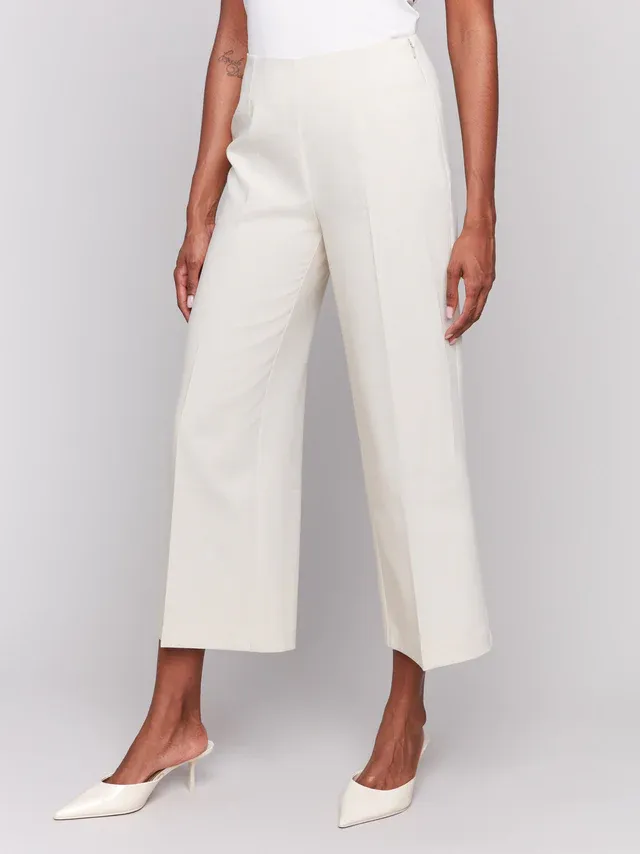Charlie B C5494RR-838B Cropped Flare Trouser Pants – Beige