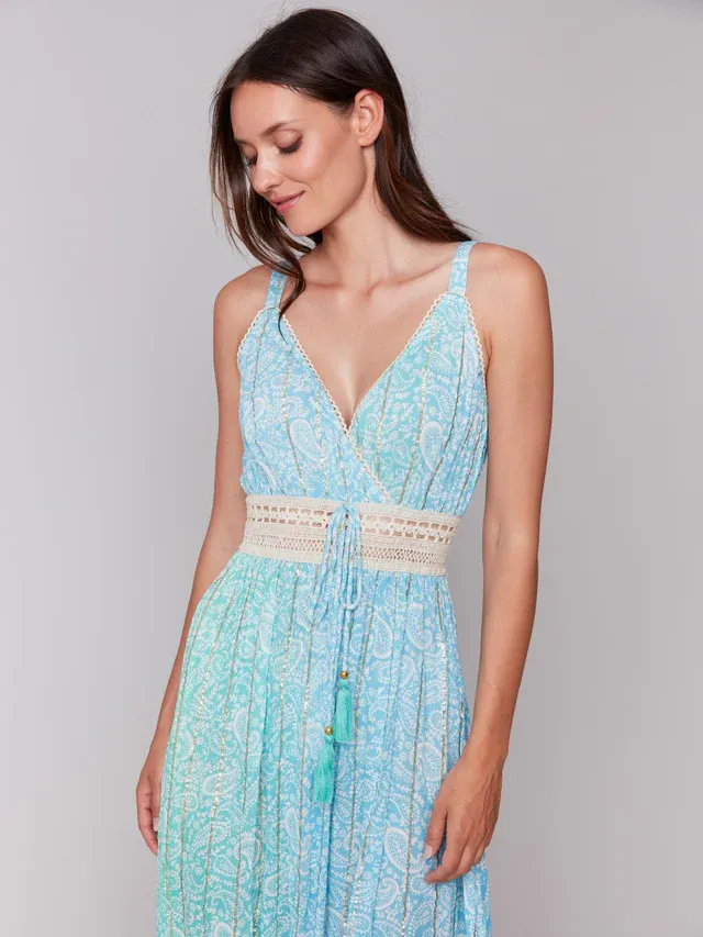 Charlie B C3202P-203C Paisley Maxi Dress – Turquoise