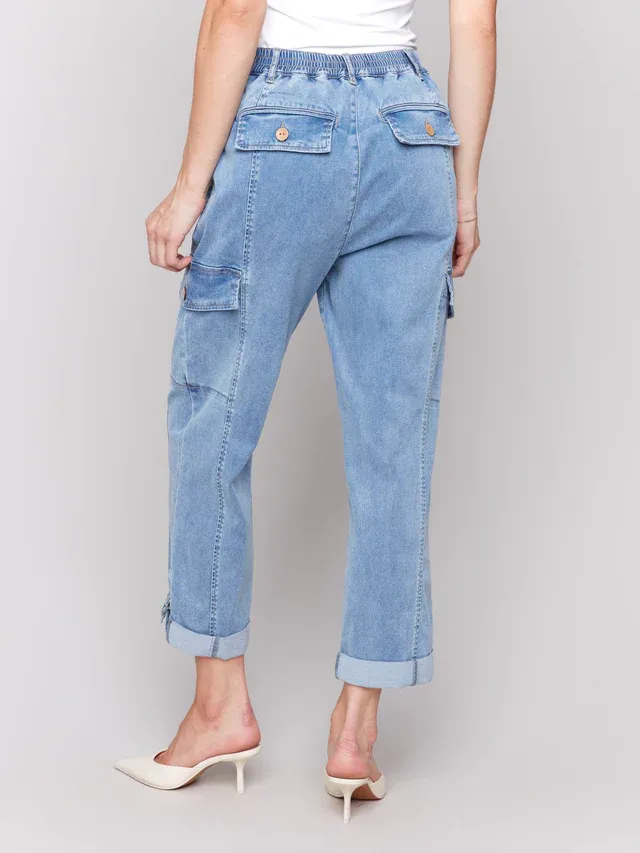Charlie B C5492R-911B Cargo Stretch Jeans – Chambray