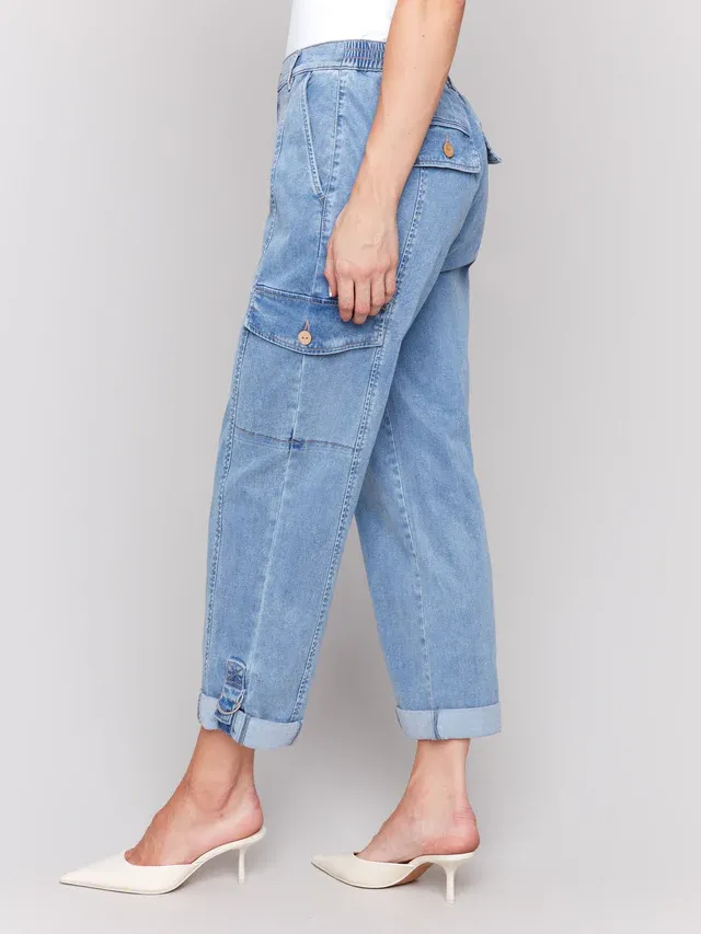 Charlie B C5492R-911B Cargo Stretch Jeans – Chambray