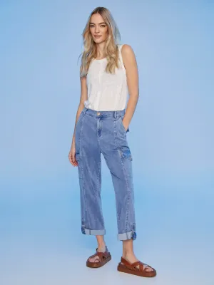 Charlie B C5492R-911B Cargo Stretch Jeans – Chambray