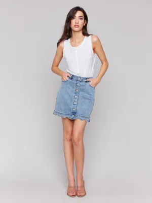 Charlie B C7079R Denim Buttoned Skort/