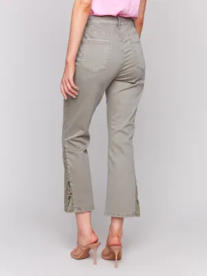 Charlie B C5643/618A Laser Cut Flared Bottom Jeans