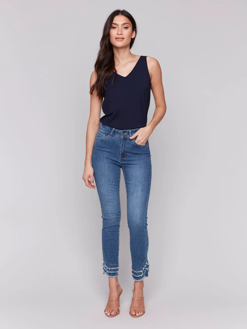 Charlie B C5273S-431A Frayed Hem Jeans