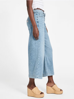 Guess W5GA2ED5O90 Women's Bellflower Crop Wide Leg Jeans