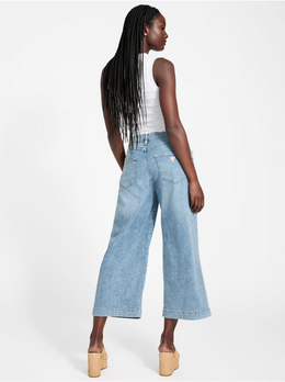Guess W5GA2ED5O90 Women's Bellflower Crop Wide Leg Jeans