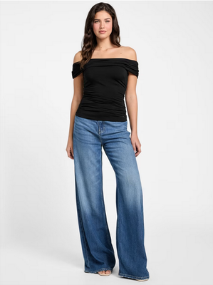 Guess W5GP08KACM2 Women's Charlotte Off Shoulder Top