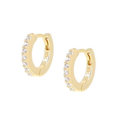 Amen ET1GB Women's Gold-Plated White CZ Tennis Hoop Earrings