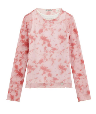 Guess J5RP03KC Girl's LS Mesh Top w/ Undershirt/
