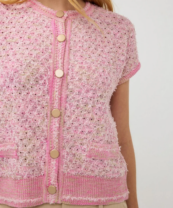 Esqualo SP2502013 Women's Short Sleeve Knit Button Up Cardigan