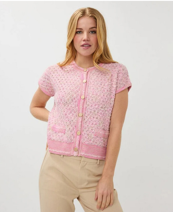 Esqualo SP2502013 Women's Short Sleeve Knit Button Up Cardigan