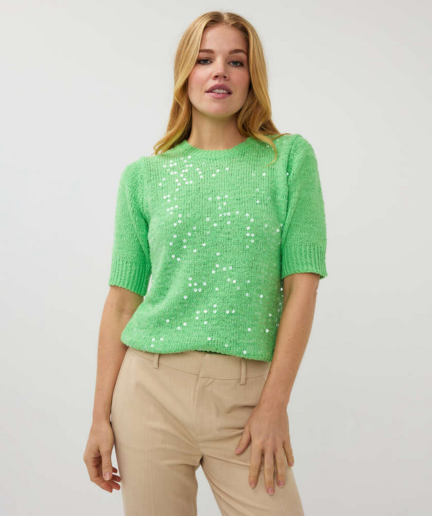 Esqualo SP2502021 Women's Short Sleeve Knit Sequin Top
