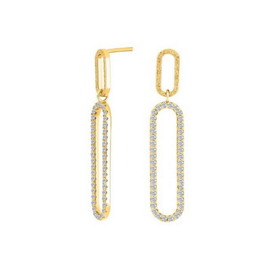 Joanli Nor 30453685900 LENE Gold CZ Double Oval Dangle Earrings 36mm