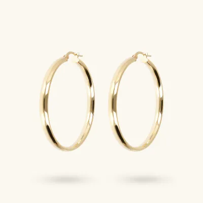 Etrusca WSET00589.YG Women's Gold Plated Polished Hoop Earrings