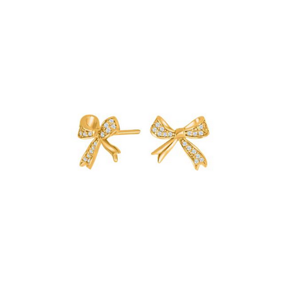 Joanli Nor 30454345900 OLYMPIANOR Gold CZ Bow Stud Earrings 10mm