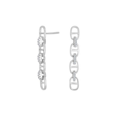 Joanli Nor 30453810900 LENE Silver Zircon Chain Drop Earrings 26mm