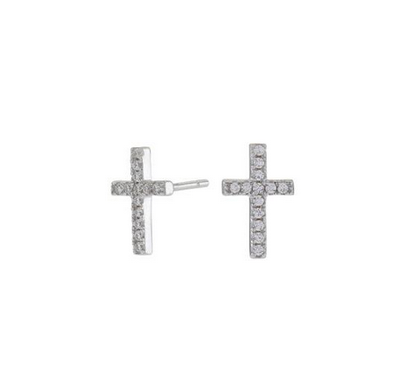 Joanli Nor 30450530900 ALAINE Silver CZ Cross Stud Earrings 10x6mm