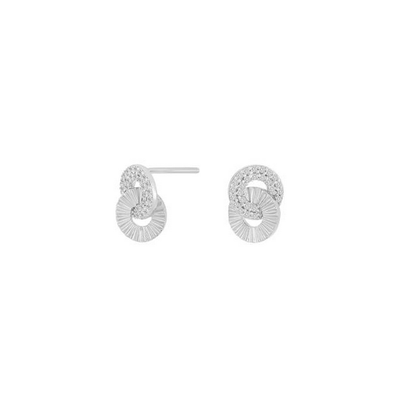 Joanli Nor 30454130900 NINA Silver CZ Interlinked Circle Stud Earrings 9.5mm