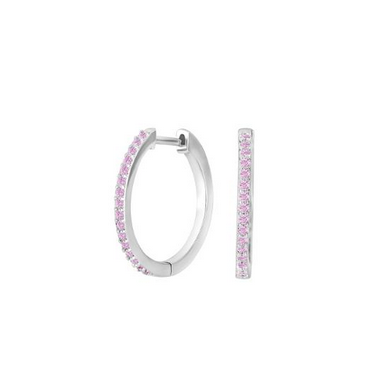 Joanli Nor 30453330900 JANE Pink CZ Silver Hoop Earrings 18mm