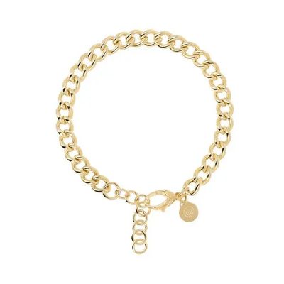 Etrusca WSET00656.YG Women's Gold Plated Hammered Chain Link Bracelet