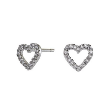 Joanli Nor 30451240900 AIDA Silver CZ Heart Stud Earrings 6mm