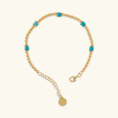 Etrusca WSET00728.TU 18KT Gold-Plated Turquoise & Bead Tennis Bracelet