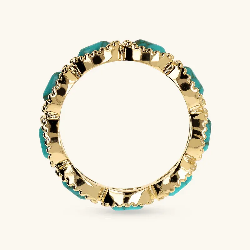 Etrusca WSET00775.TUR Women's Gold Plated Oval Synth Turquoise Ring
