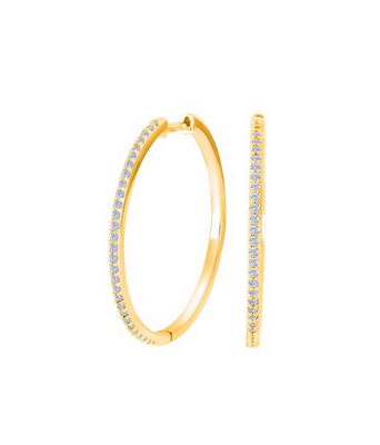 Joanli Nor 30453295900 JUNE Gold CZ Hoop Earrings 28mm GP