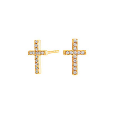 Joanli Nor 30450535900 ALAINE Gold CZ Cross Stud Earrings 10x6mm