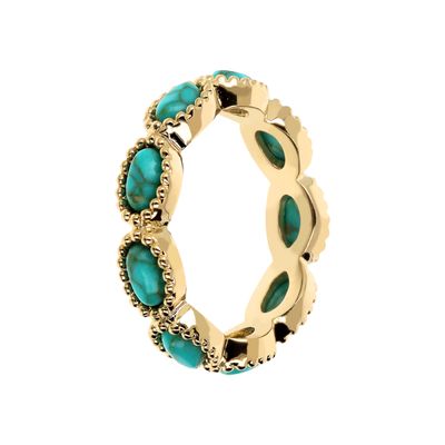 Etrusca WSET00775.TUR Women's Gold Plated Oval Synth Turquoise Ring/