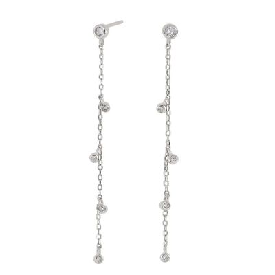 Joanli Nor 30452620900 GIA Silver Zircon Chain Drop Earrings 55mm