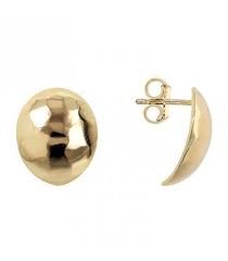 Etrusca WSET00785.YG Women's Gold Plated Hammered Button Earrings