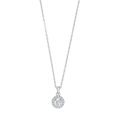 Joanli Nor 20451980900 KATE White Crystal & CZ Round Pendant Silver Necklace 8mm