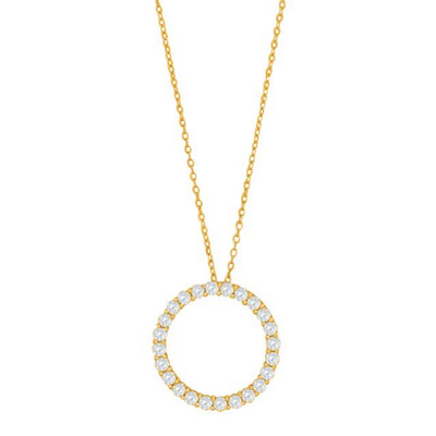 Joanli Nor 20452335900 OBINOR CZ Circle Pendant Gold Necklace 20mm