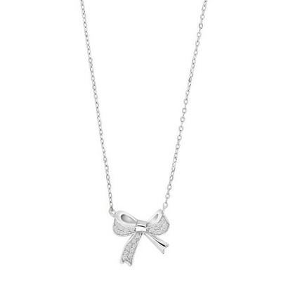 Joanli Nor 20452360900 OLYMPIANOR White CZ Bow Pendant Silver Necklace 14mm