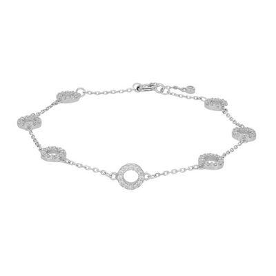 Joanli Nor 80450670900 ANNA CZ Circle Charm Silver Bracelet 60mm