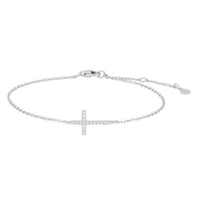 Joanli Nor 80450060900 ALAINE CZ Cross Charm Silver Bracelet 8.5x7mm