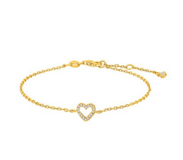 Joanli Nor 80450495900 AIDA White CZ Heart Charm Gold Bracelet 8mm